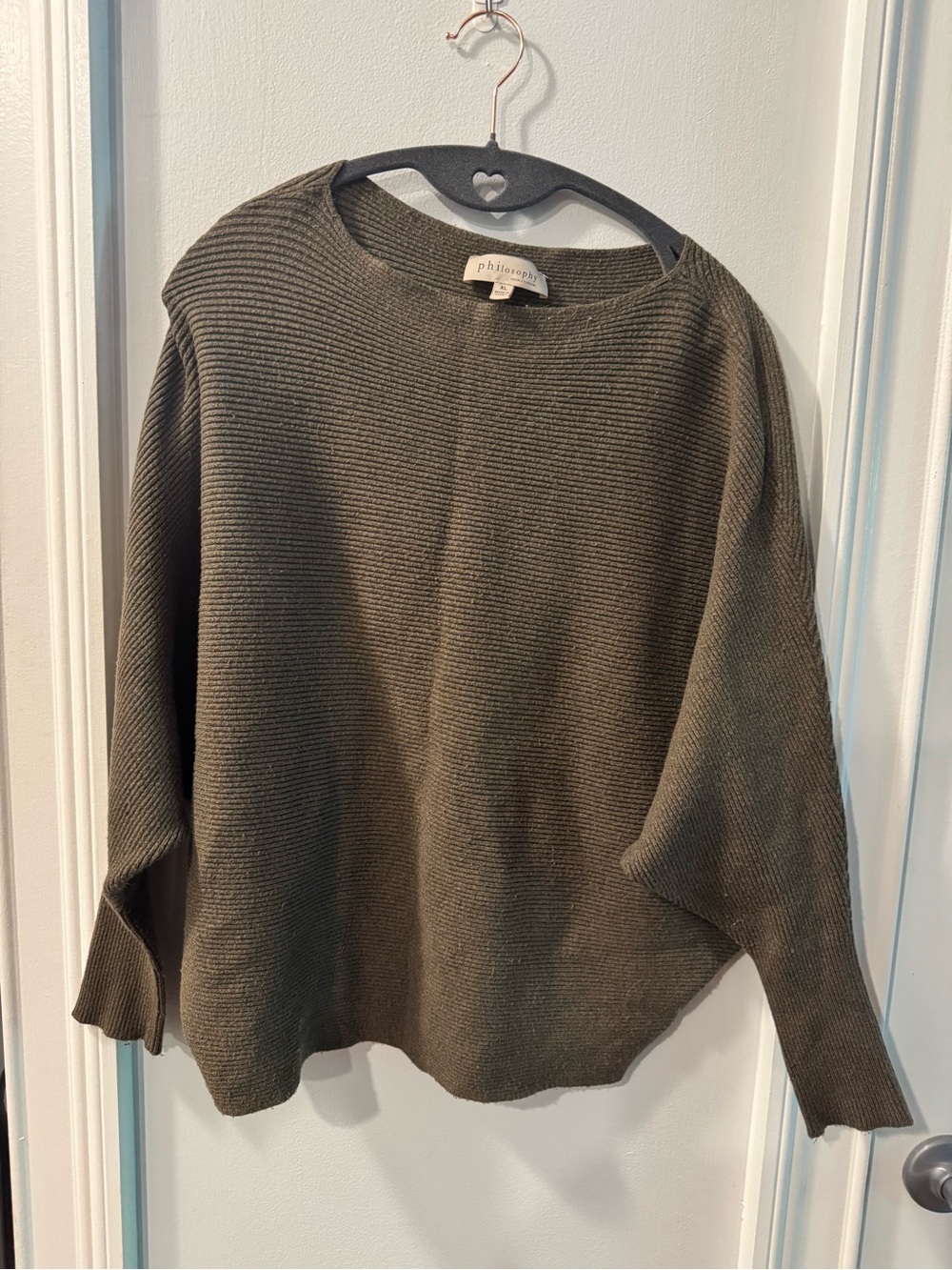Philosophy Olive Ribbed Crewneck Sweater